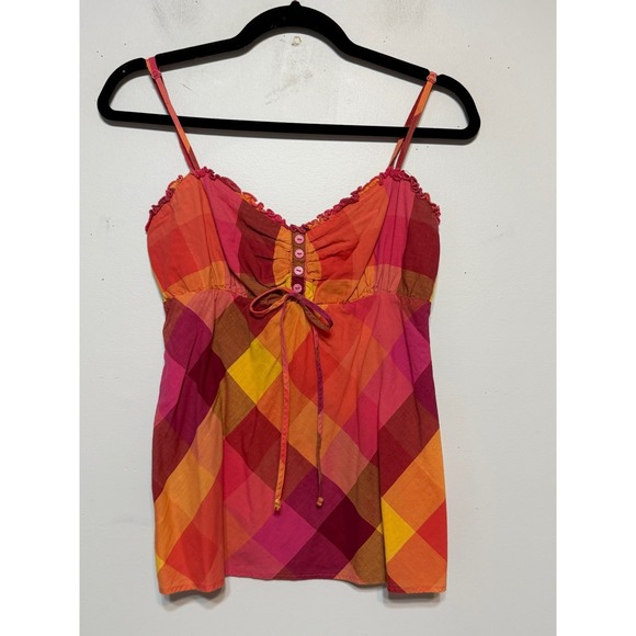 Y2K Aeropostale Babydoll Plaid Cami Top Women Size L Coquette Indie Sleaze - Picture 2 of 9